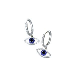 🆕 Beautiful Dainty 18k Diamond Sapphire Evil Eye Drop Dangle Earrings NWT